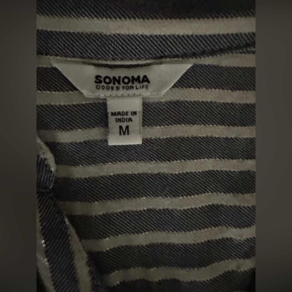 Sonoma Metallic Stripe Short Sleeve Dolman Top gray /White Women’s medium - Picture 9 of 11